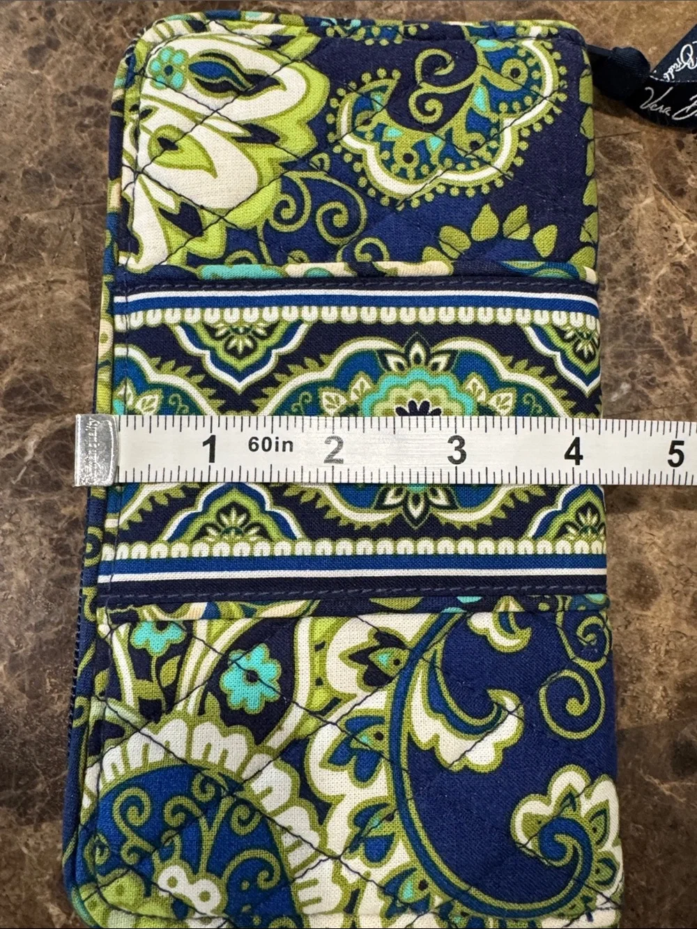 Vera Bradley Zip-Around Quilted Wallet in Rhythm & Blue Pattern - Picture 8 of 8